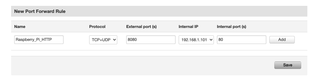 IoT devices port forwarding
