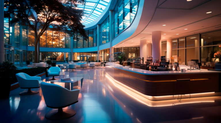 Hospitality, hotel lobby